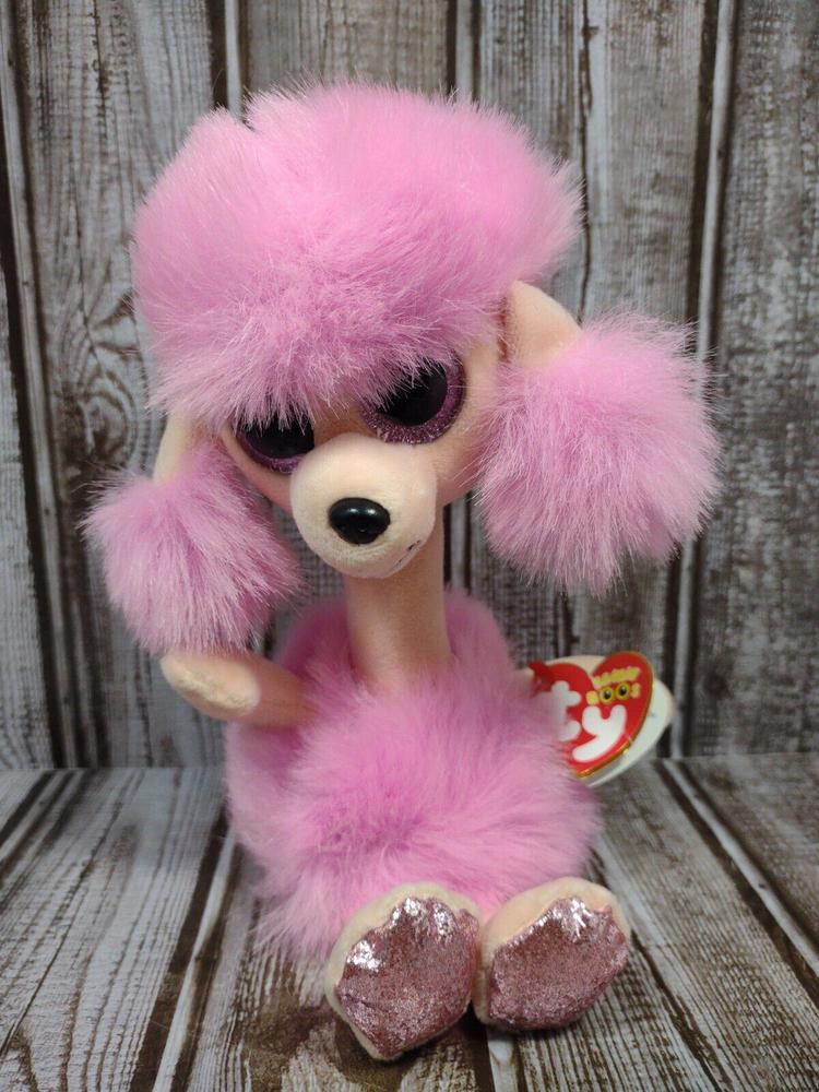 2021 TY Beanie Boos 6" CAMILLA Pink Poodle Dog Stuffed Animal Toy Plush NWT